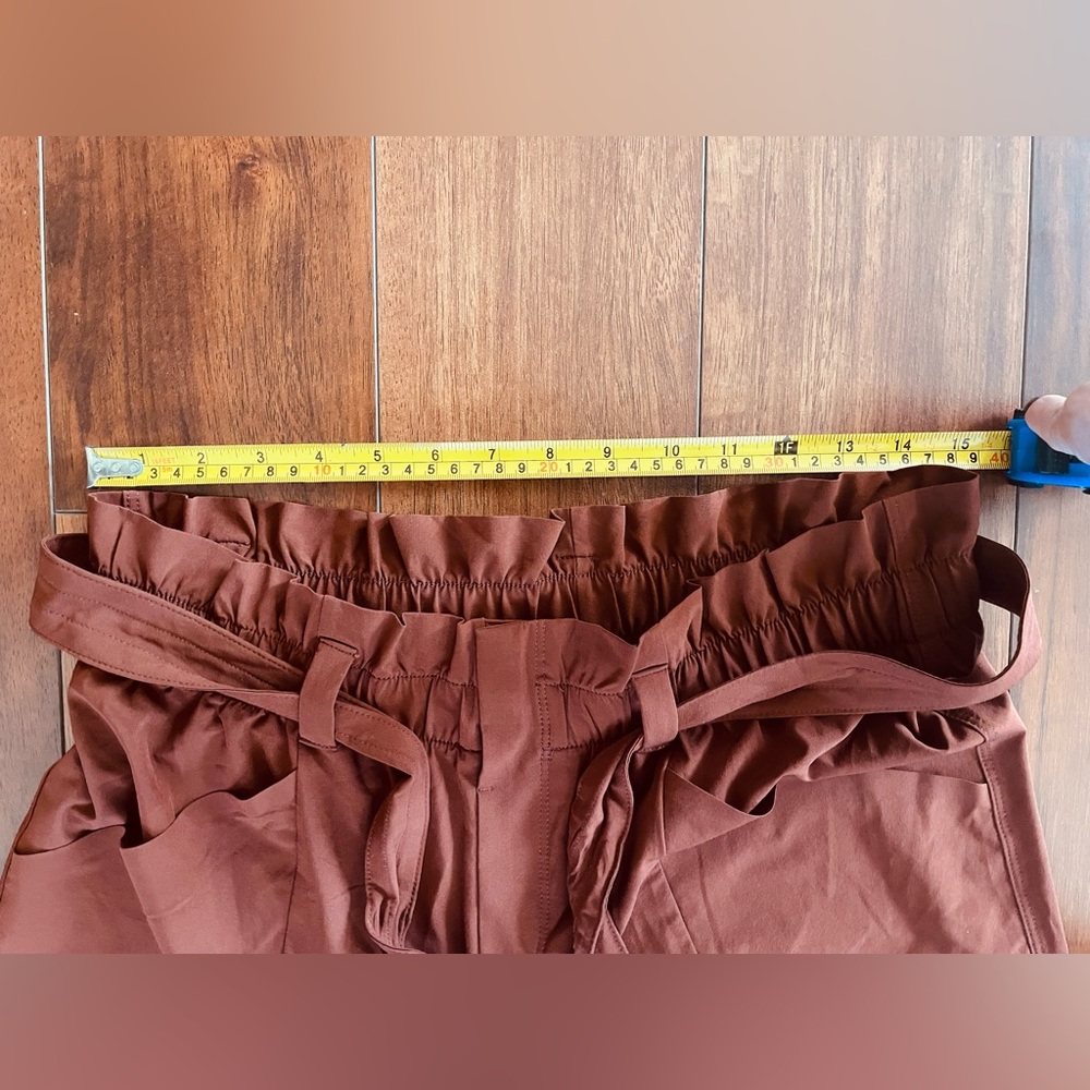 ATHLETA Skyline Pants Womens 8 Cognac Brown High Waist Belted Pleated - Picture 6 of 9